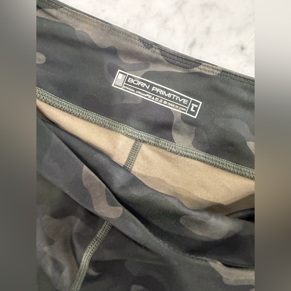 Born Primitive Camo Athletic Shorts in Black and Olive - Picture 3 of 4